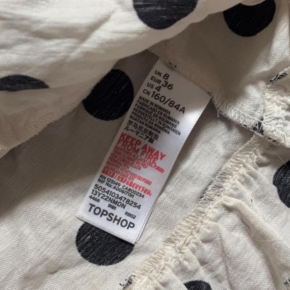 TOPSHOP Polka Dot Ruffle Crop Top - Black & White - Picture 5 of 5